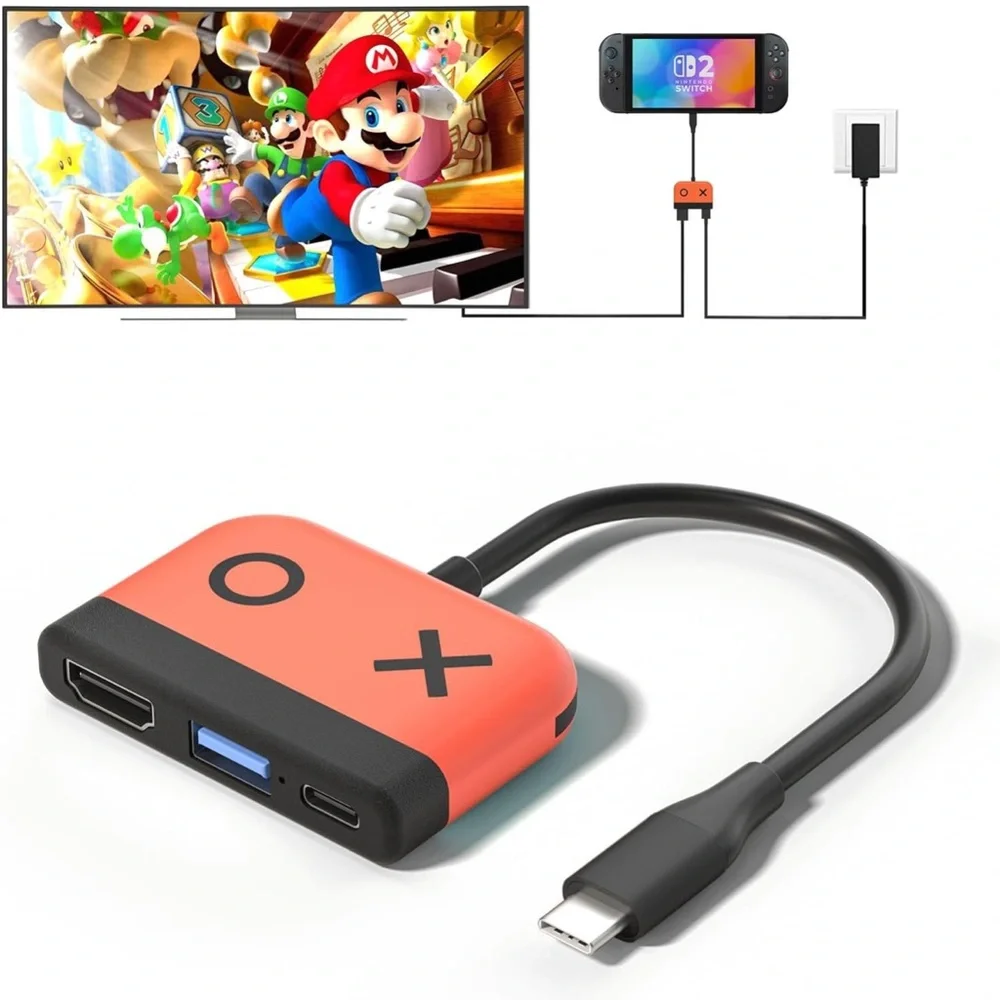 Switch USB-C Adapter with HDMI Support - Red and Black